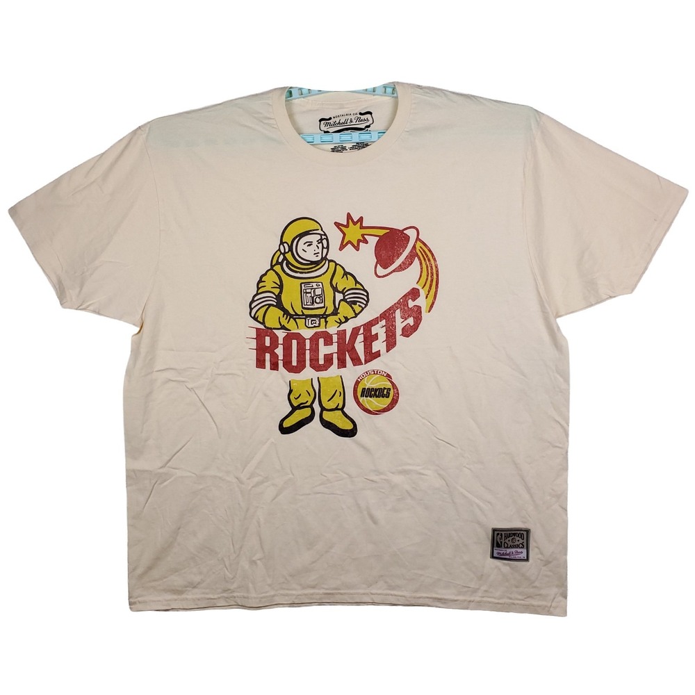 Houston Rockets Mitchell & Ness NBA 3XL‎ XXXL Shirt Rocketman Art Cream NWT